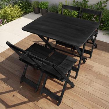 Imagem de Jogo De Mesa Dobrável 100x70 com 4 Cadeiras Madeira Maciça Bar - Spaco