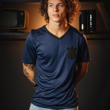 Imagem de Camisa Corinthians Roxa Escudo Preto Masculina-Masculino