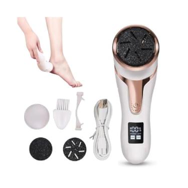 Imagem de Lixadeira de Pés Elétrica Recarregável para Pedicure com Display LED 2 Velocidades Bloqueio IPX7 3 Cabeças Lixa Bateria 1200mAh Carregamento USB