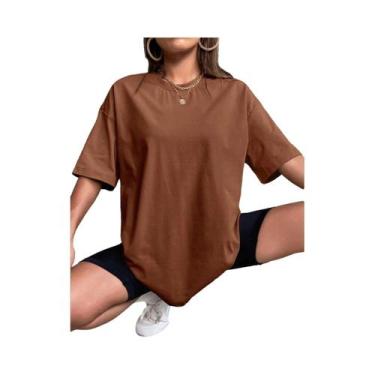 Imagem de Camiseta De Fitness Feminina De Algodão De Manga Curta Em Cor Sólida, 