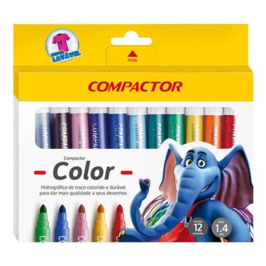Imagem de Canetinha Hidrográfica Color - 12 Cores - Compactor