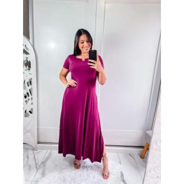 Imagem de Vestido gola canoa com bolso e fenda lateral confortavel e sosial - Mk