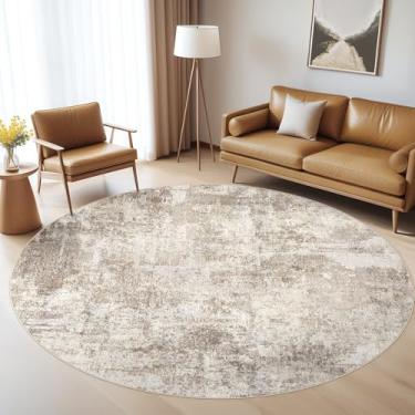 Imagem de Tapete redondo de 1,5 m, tapetes de sala de estar: círculo lavável 12 x 12 cm, abstrato, moderno, macio, resistente a manchas, antiderrapante, para quarto, berçário, escritório, sala de jantar, sala