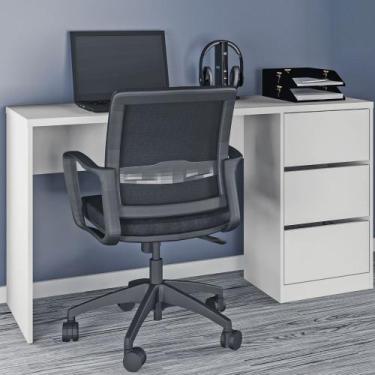 Imagem de Mesa para Computador 3 Gavetas 5105r Branco Fosco - Atualle Móveis, Br