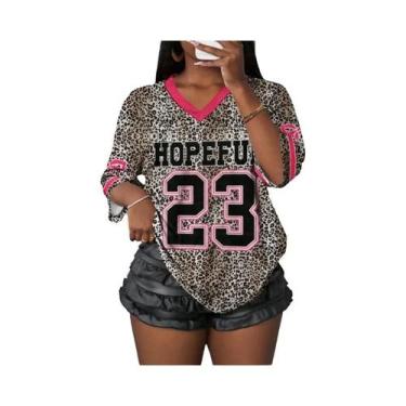 Imagem de Camiseta Feminina De Malha Com Decote Em V, Estampa Chicago, Casual Es