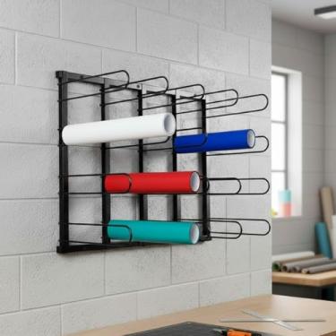 Imagem de Cinnvoice Suporte de rolo de vinil com 20 rolos, suporte de parede para armazenamento de vinil para escritório em casa, kraft, material de envoltório de carro, fita de papel de parede, filme de janela