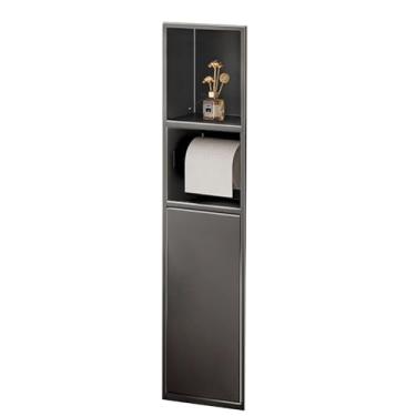 Imagem de Organizador de prateleira de banheiro embutido de aço inoxidável - Nicho de chuveiro com caixa de lenços para cozinha, sala de estar, quarto - cinza 80 x 18 x 12,5 cm, solução de armazenamento que