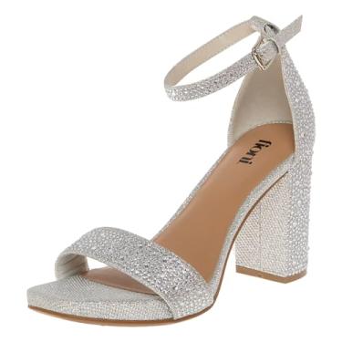 Imagem de Fioni Sandália feminina Brynn com salto aberto de 2 peças da Payless, Prata brilhante, 35