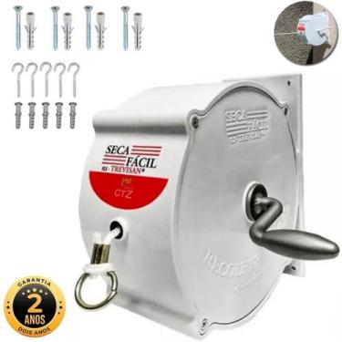 Imagem de Varal de Parede Retrátil Recolhível Roupa Corda Manivela 30m - Secalux