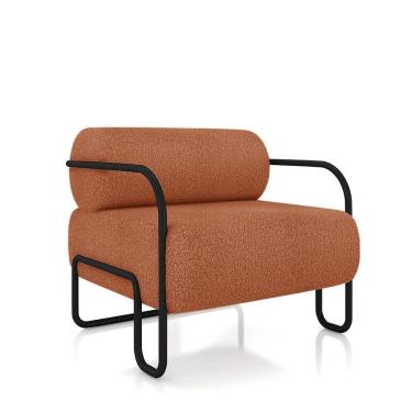 Imagem de Poltrona Sala De Estar Industrial Preto Ameli Bouclê K01 - D'rossi Cor Terra Cota