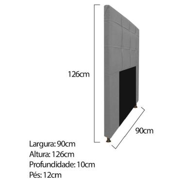 Imagem de Cabeceira e Calçadeira Baú estofada Mel 90 Cm Solteiro Cinza