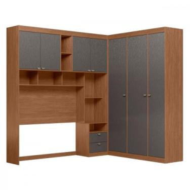 Imagem de Guarda Roupa de Casal Modulado Lugano Jatoba Grafite Santos Andira, Ja