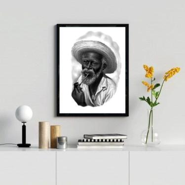 Imagem de Quadro Preto Velho- Desenho Preto E Branco 45X34Cm - Vidro