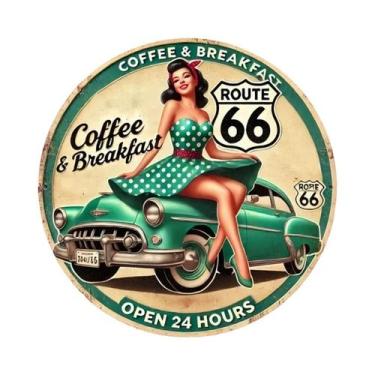 Imagem de Placa De Metal Retrô Vintage Rota 66 Café Café Da Manhã Diner Arte Dec