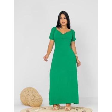 Imagem de Vestido Longo Romântico com Laço no Decote Cor:VerdeTamanho:G - luh ma