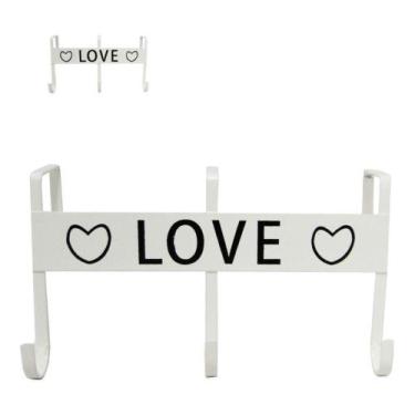 Imagem de Cabide / Gancho Para Porta De Metal Love Com 3 Ganchos 18x10 - Oem