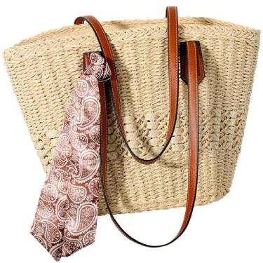 Imagem de Bolsa de praia Trifabricy, bolsa de praia grande em tecido de palha pa