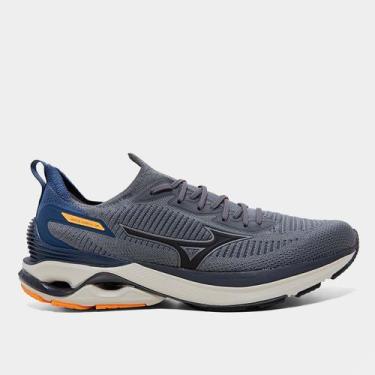 Imagem de Tênis Mizuno Wave Mirai 7 Masculino, Chumbo, Azul, 44