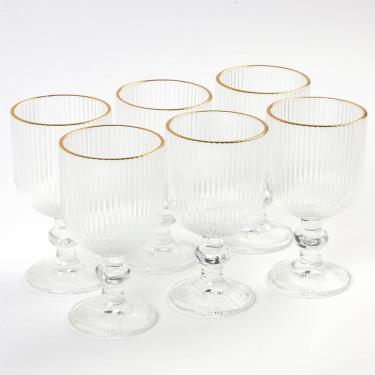 Imagem de Jogo De 6 Taças De Vidro Com Borda Dourada La Vittra Transparente