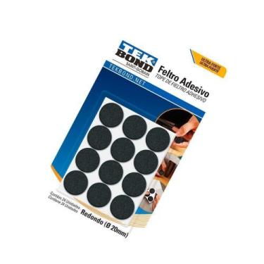 Imagem de Kit 24 Feltro Protetor Adesivo Pé Sofá Cadeira Mesa Tekbond Preto, Pre