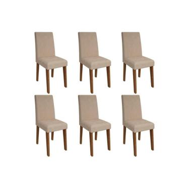 Imagem de Cadeira Sala de Jantar Milena Kit 6 Un Savana/Suede Bege - Cimol