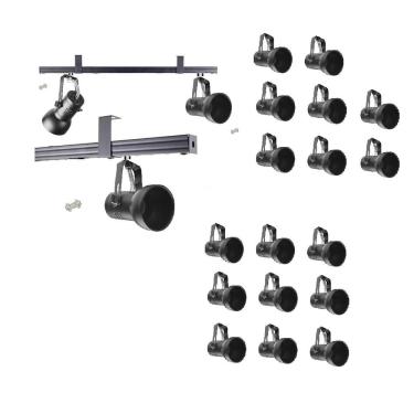 Imagem de Kit 17 Spot Trilho Perfilado Eletro calha Par20 Bulbo OL7