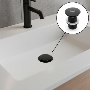 Imagem de Ralo Preto Metal Cuba Pia Válvula Escoamento Inteligente Click Clique 