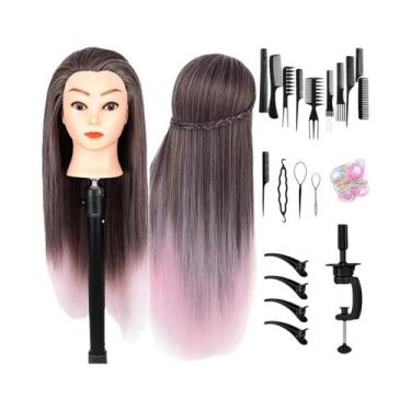 Imagem de Cabeça De Manequim De 24 Polegadas Com Cabelo De Fibra Para Prática De