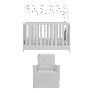 Imagem de Berço 3X1 Com Colchão Incluso E Poltrona De Amamentação Elza Multimóveis Mp4094 Branco Branco
