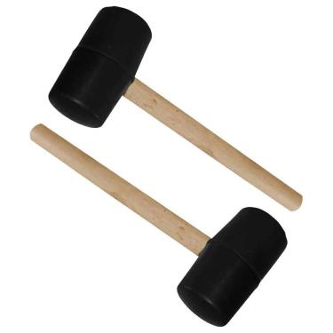 Imagem de Marreta  Borracha Martelo Kit 2 Uni Cabo Madeira Assentamento Piso Cemarica Montagem Reparo Manutençao Moveis Mercenaria