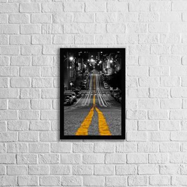 Imagem de Quadro Decorativo Fotografia Rua Pista Amarela 34x23cm