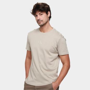 Imagem de Camiseta Calvin Klein Rubber Patch I Masculina, Bege, M