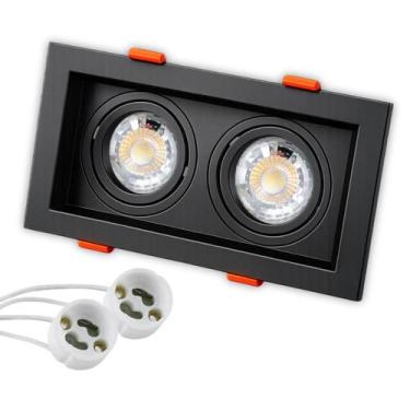 Imagem de Spot Recuado Duplo Embutir Led + Lâmpada Mr16 Gu10 Luminária Teto Sala