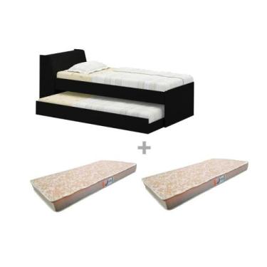 Imagem de Cama Solteiro Bicama Com 2 Colchões Ditália Bb-28 Preto - DITÁLIA MÓVE