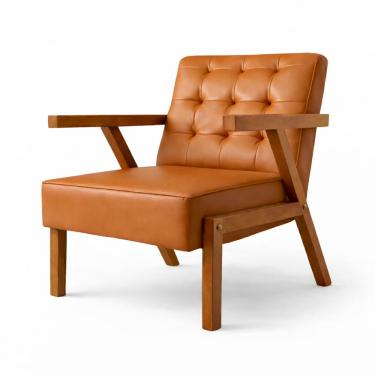 Imagem de Conjunto 2 Poltronas Corino Zara Capitone Moderna Decorativa Braços Assimétricos 64cm Para Sala Escritório