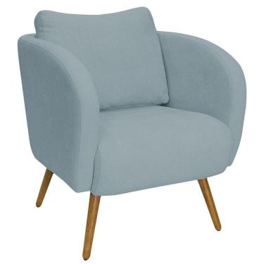 Imagem de Poltrona Decorativa Dana Pés Palito Madeira Castanho Bouclé Azul Claro - Nexta Casa