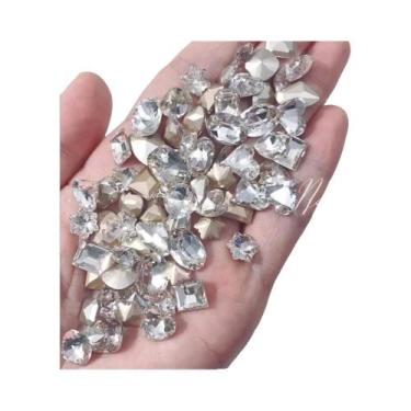 Imagem de Strass De Cristal Branco Para Unhas 50 Peças 3D K9 Brilhante Formas Mi