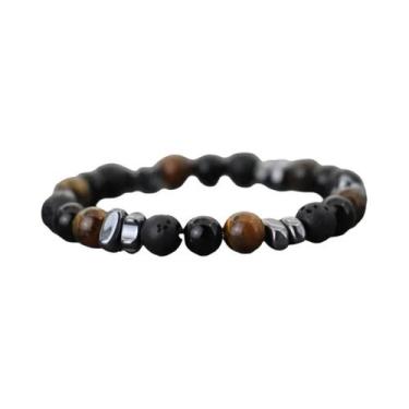 Imagem de Pulseira Masculina Artesanal De Pedra Hematita Natural, Joia De Cura Q