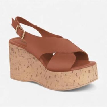 Imagem de Sandália Plataforma Bottero Em Couro Caramelo-Feminino