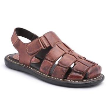 Imagem de Sandália Casual em Couro Anatômica Masculino Tiras Grossa Super Confortável-Masculino