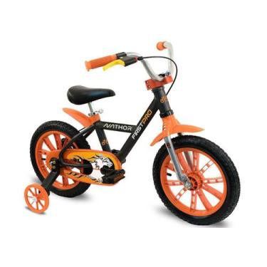 Imagem de BICICLETA ARO 14 INFANTIL NATHOR Cor:FIRST MASCULINA PTO/LARANJA