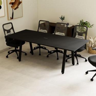 Imagem de Mesa Reunião 8 Lugares 230cm Central Tomada Escritório Industrial Exec