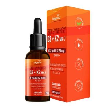 Imagem de Bio Synergy, D3 2000ui K2 Mk7 20mcg, vitamina A, D E e K, Sabor Limão,