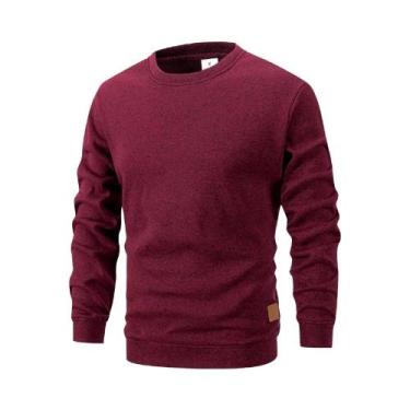 Imagem de Suéter Masculino De Malha Gola Redonda Manga Longa Cor Sólida Casual S