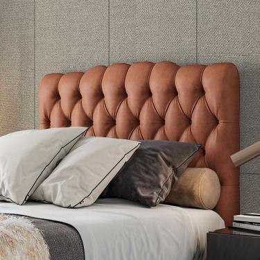 Imagem de Cabeceira Estofada Solteiro 90 Cm Prisma Veludo Terracota