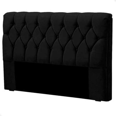 Imagem de Cabeceira Para Cama Box Solteiro Eloá 90 Cm Suede Estofado Com Capitonê Preto Divani