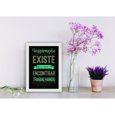 Imagem de Quadro Decorativo Inspiração Existe Retangular 20X30 em Canvas com Moldura de Madeira B...