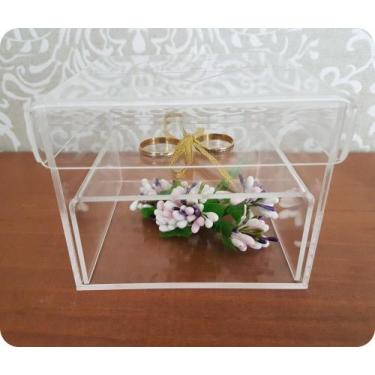 Imagem de Caixa em Acrílico Cristal para Alianças Personalizável e Elegante - no