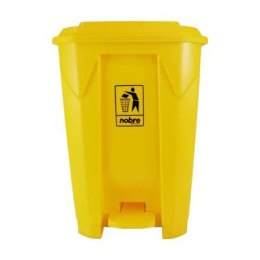 Imagem de Lixeira Pedal Plástica Amarela 50L para Áreas Externas - Grande e Resi