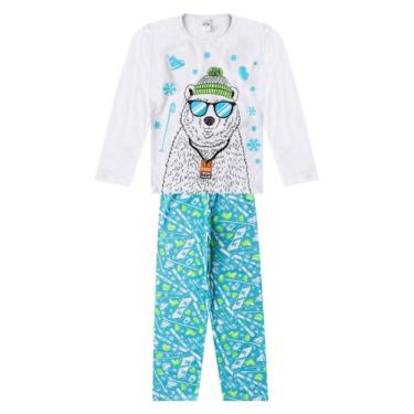 Imagem de Pijama Menino Manga Longa Meia Malha Select Branco, 14, Branco